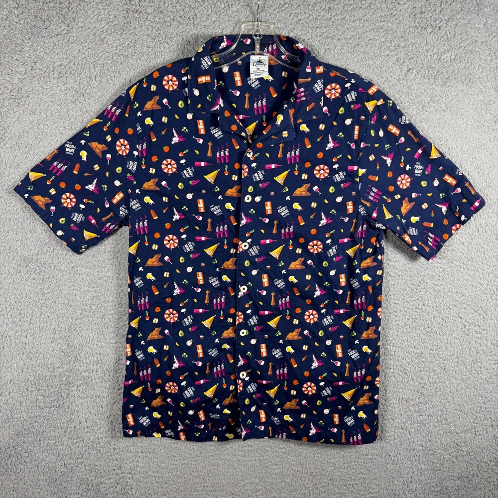 Disney Epcot Food & Wine Festival 2020 Button Down Shirt Mens M Navy Blue